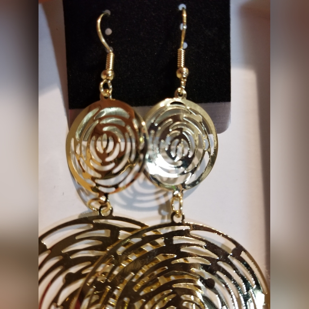 Boho Double Circles Design Earrings - Gold